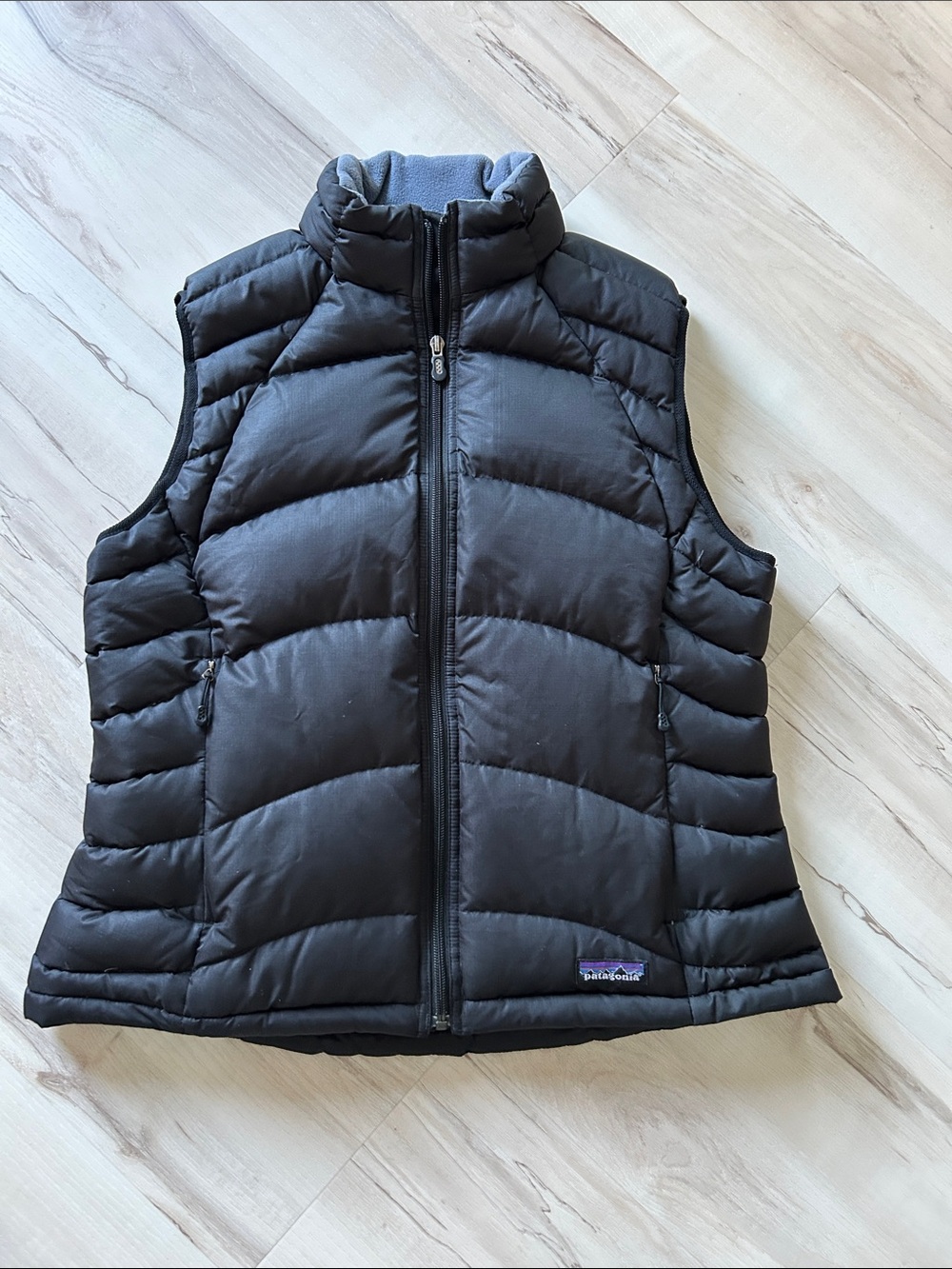 Patagonia Women’s Black Puffer Vest with High Collar